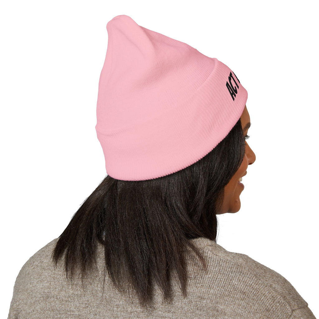 Act Fitness Embroidered Cuffed Beanie — Athletic Winter Knit Hat