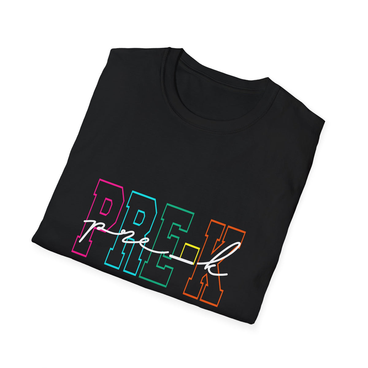 Neon Pre-K Back to School T-Shirt - Black Gildan Softstyle Tee