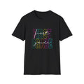 Neon First Grade Back to School T-Shirt - Black Gildan Softstyle Tee