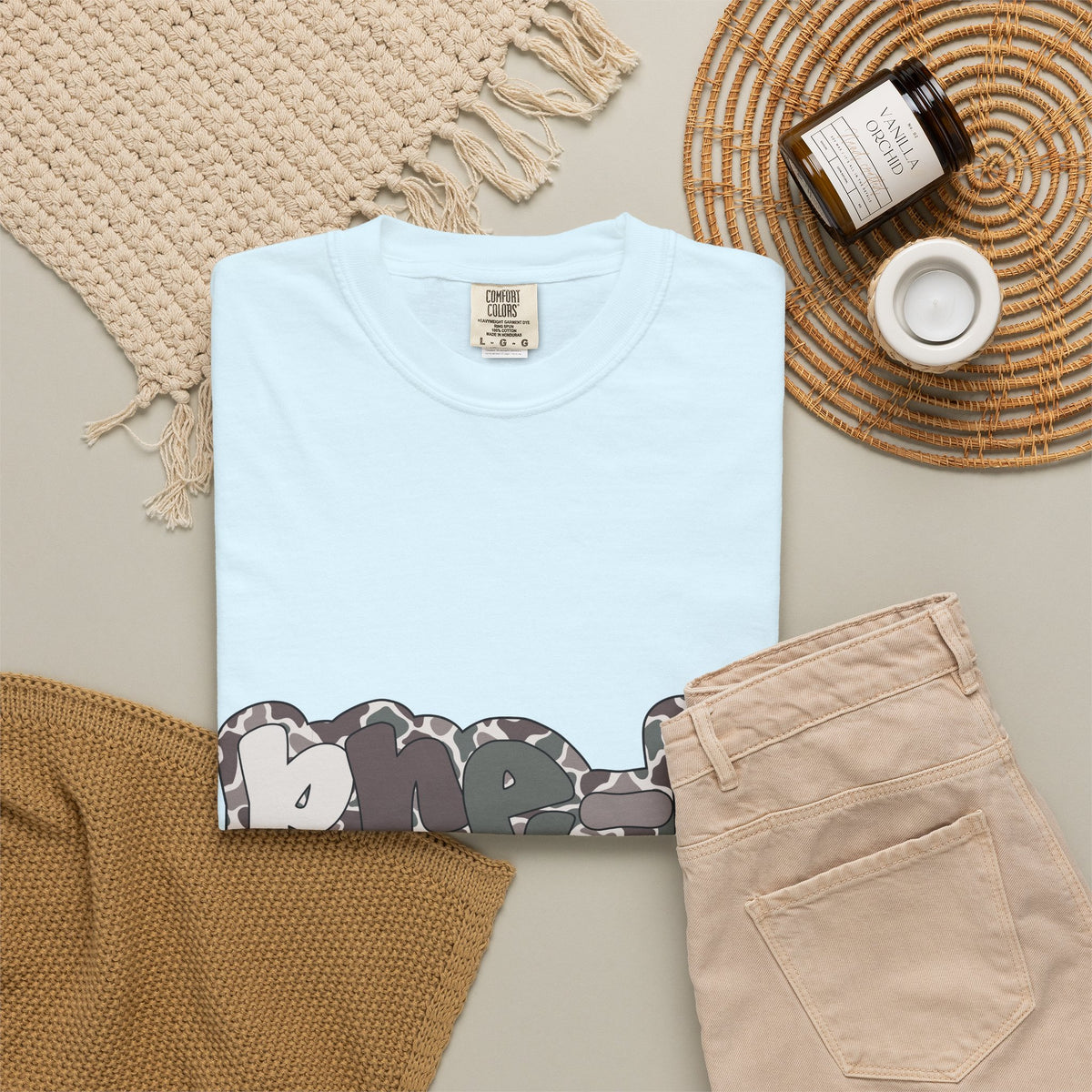 Hello Pre-K Camo Back to School T-Shirt - Chambray Comfort Colors Garment-Dyed Tee