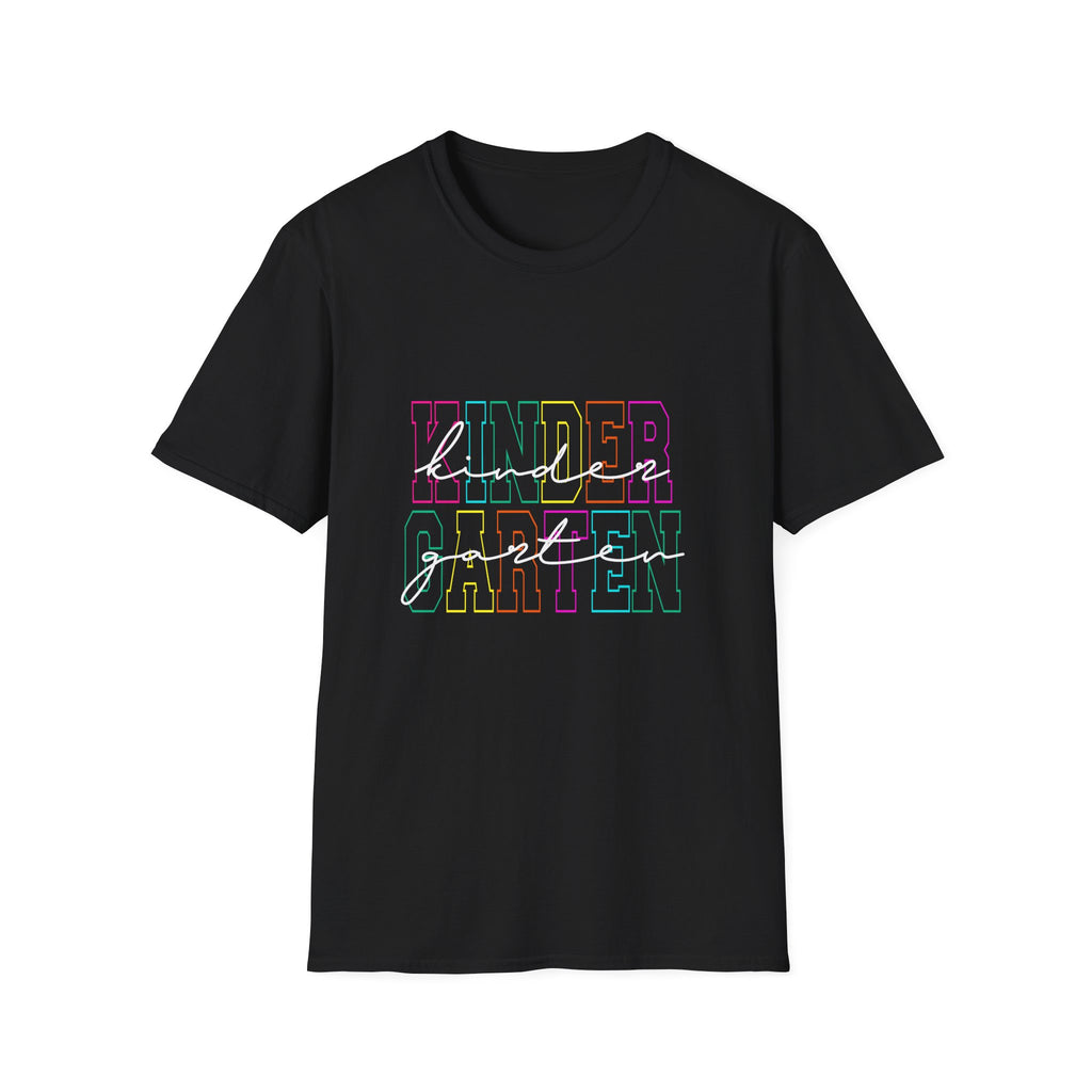 Neon Kindergarten Back to School T-Shirt - Black Gildan Softstyle Tee