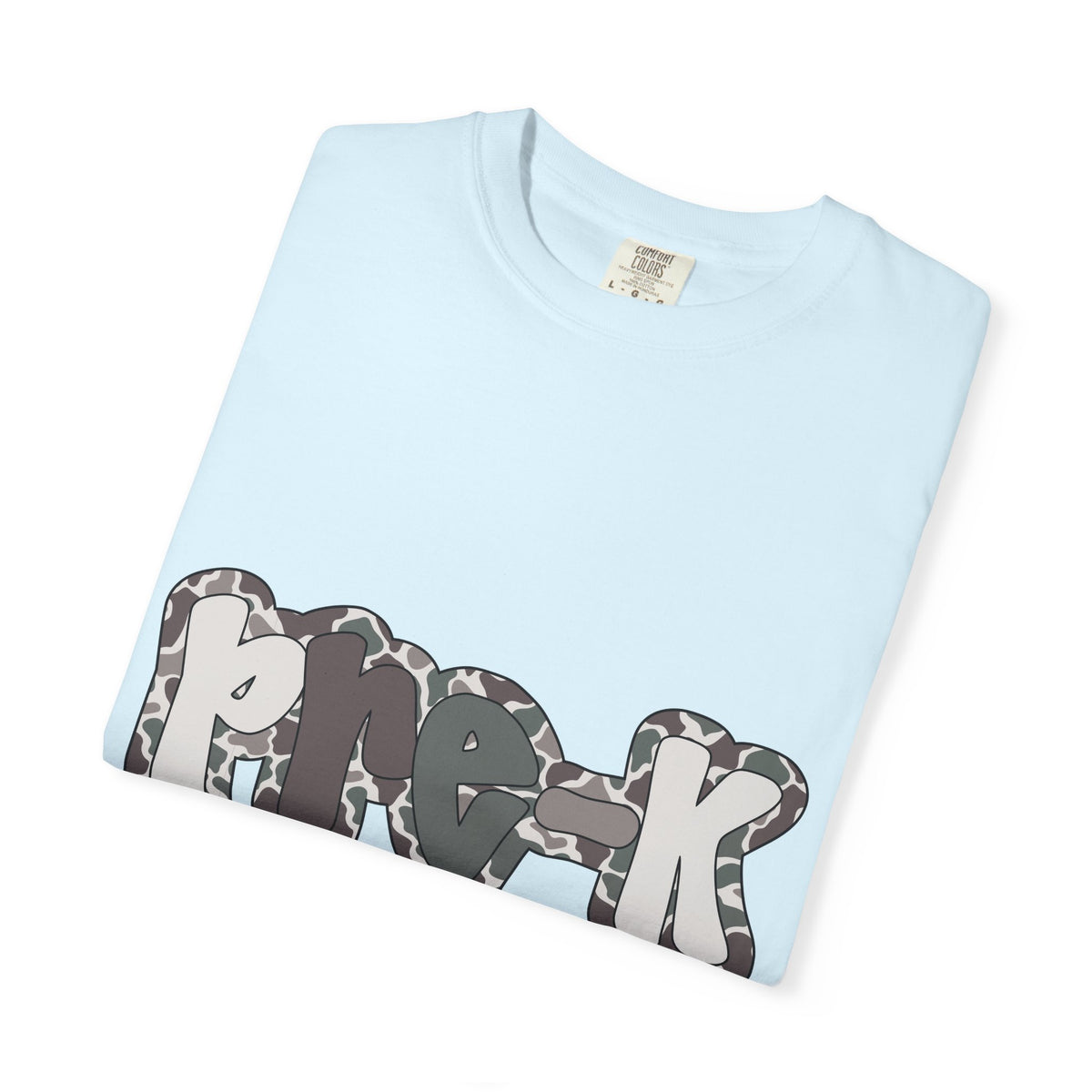 Hello Pre-K Camo Back to School T-Shirt - Chambray Comfort Colors Garment-Dyed Tee