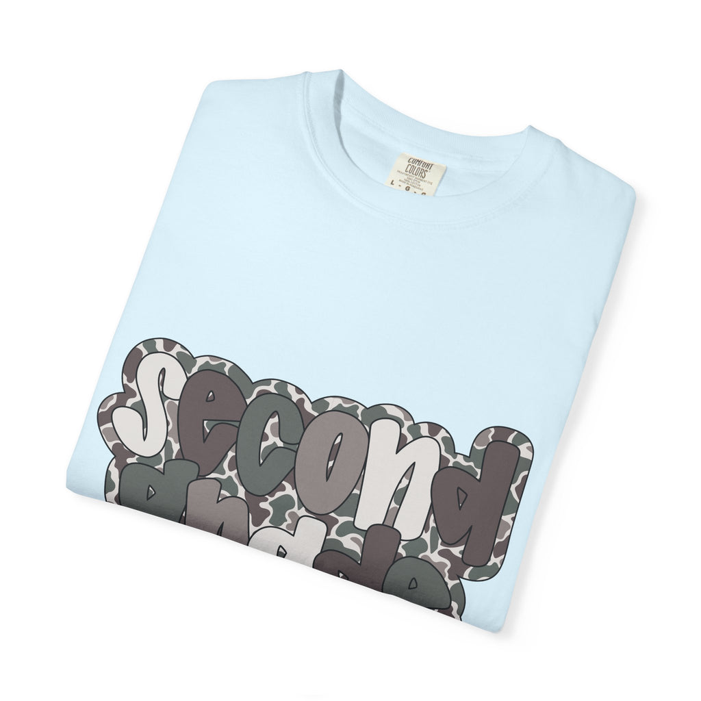 Hello Second Grade Camo Back to School T-Shirt - Chambray Comfort Colors Garment-Dyed Tee