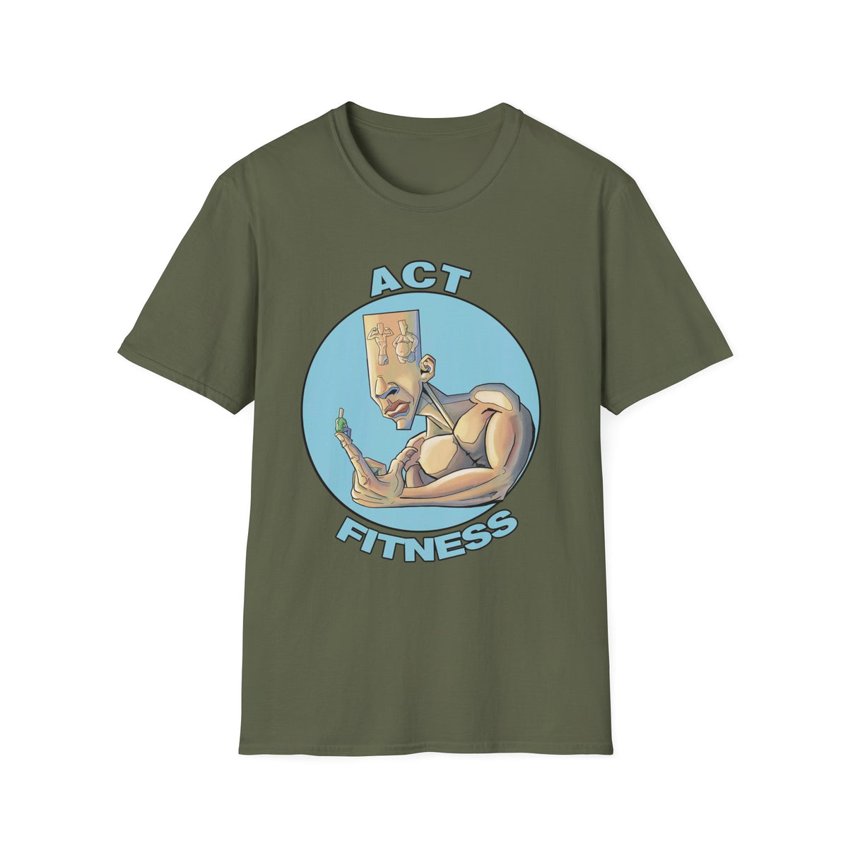 Act Fitness Muscle Cartoon T-Shirt — Funny Gym Workout Tee