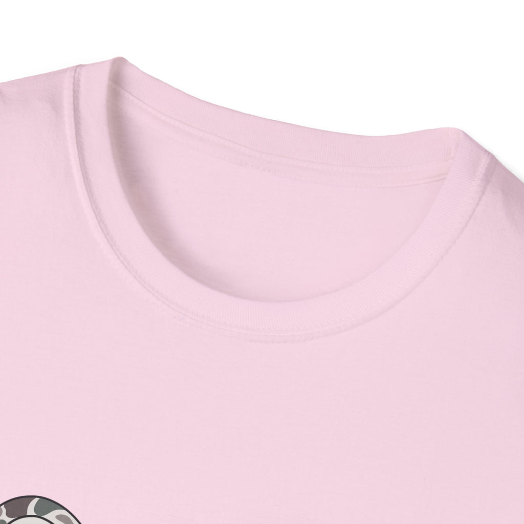 Hello First Grade Camo Back to School T-Shirt - Light Pink Gildan Softstyle Tee