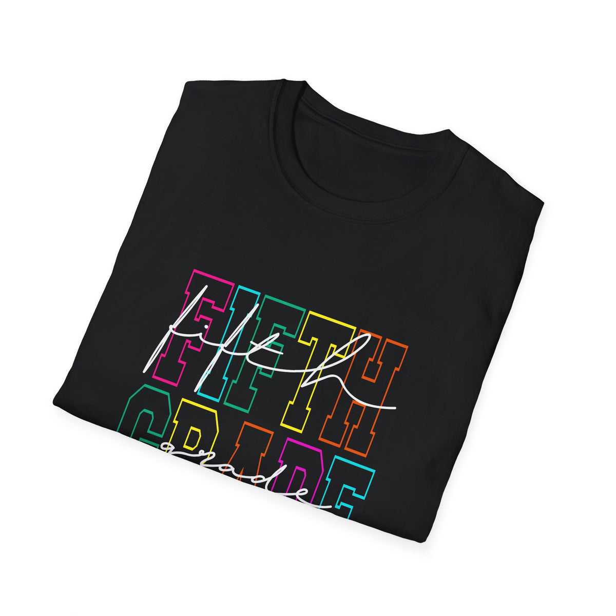 Neon Fifth Grade Back to School T-Shirt - Black Gildan Softstyle Tee