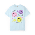 Hello Second Grade Smiley Face Back to School T-Shirt - Chambray Comfort Colors Garment-Dyed Tee