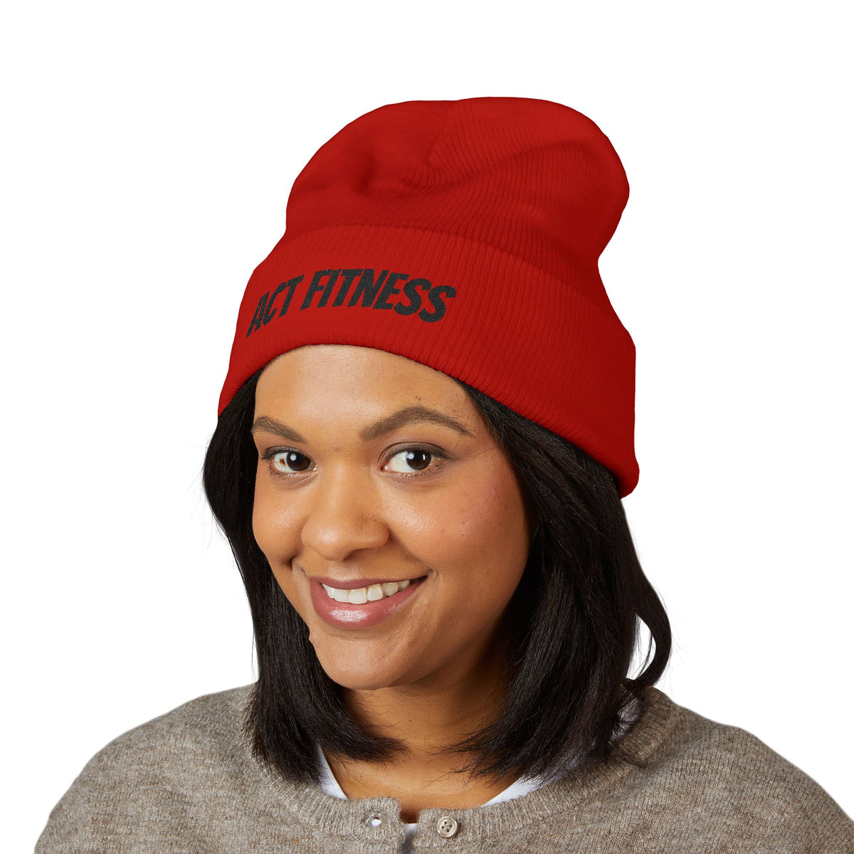 Act Fitness Embroidered Cuffed Beanie — Athletic Winter Knit Hat