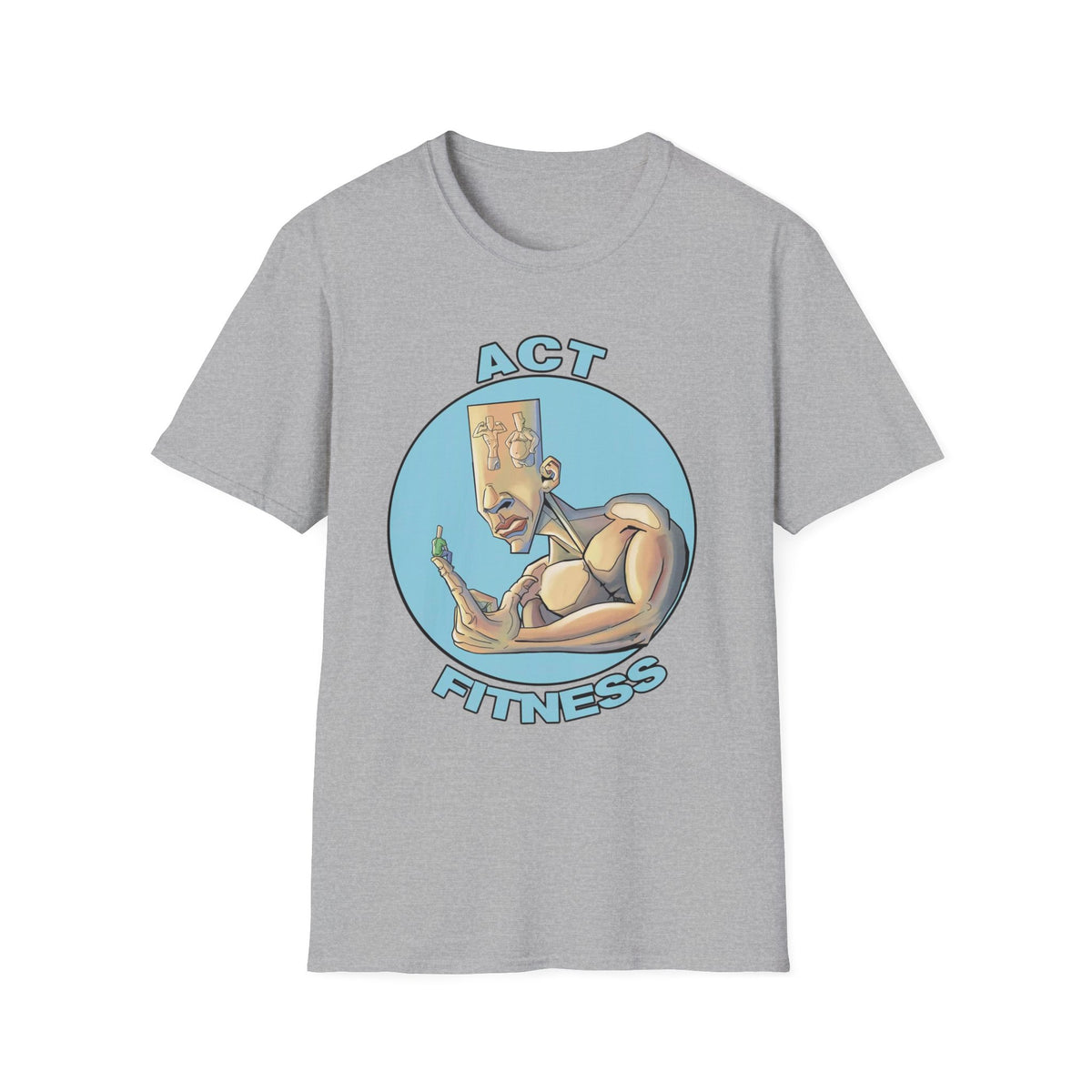 Act Fitness Muscle Cartoon T-Shirt — Funny Gym Workout Tee