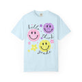 Hello Third Grade Smiley Face Back to School T-Shirt - Chambray Comfort Colors Garment-Dyed Tee