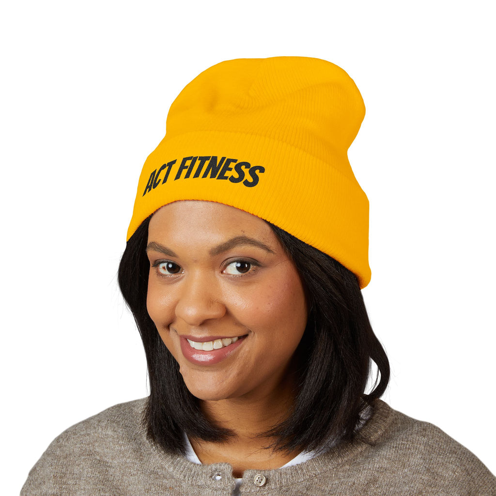Act Fitness Embroidered Cuffed Beanie — Athletic Winter Knit Hat