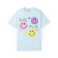Hello Pre-K Smiley Face Back to School T-Shirt - Chambray Comfort Colors Garment-Dyed Tee