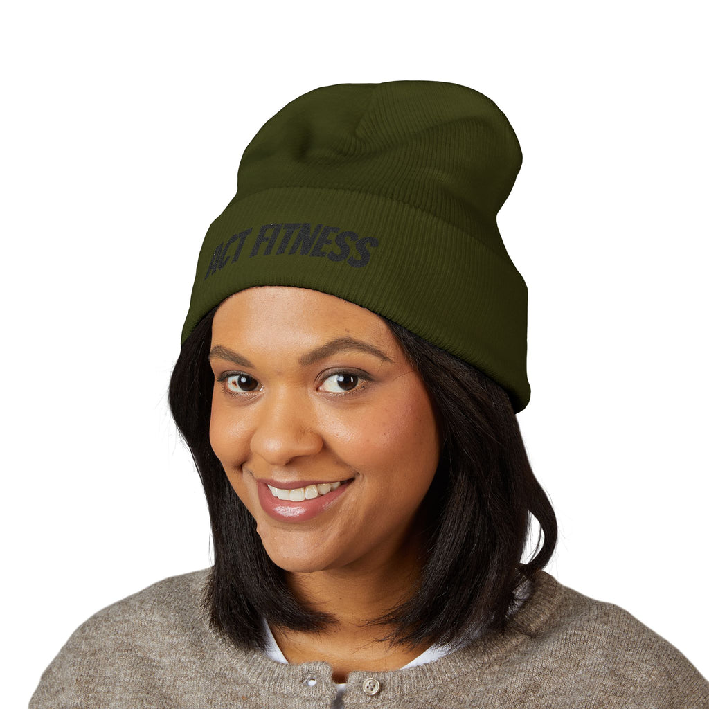 Act Fitness Embroidered Cuffed Beanie — Athletic Winter Knit Hat