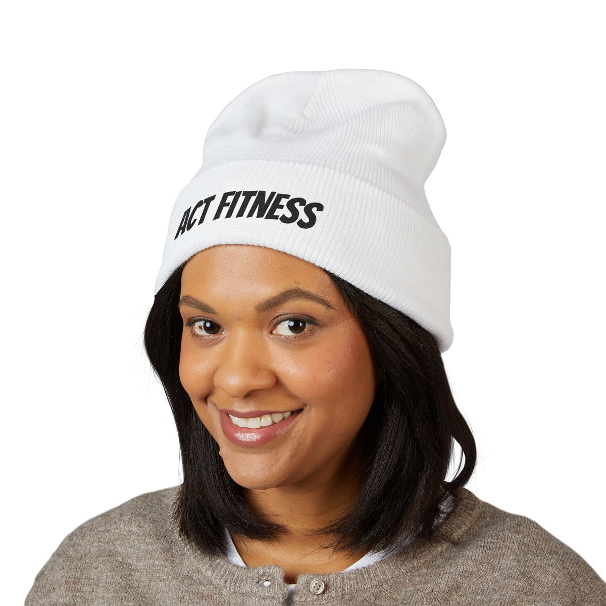 Act Fitness Embroidered Cuffed Beanie — Athletic Winter Knit Hat